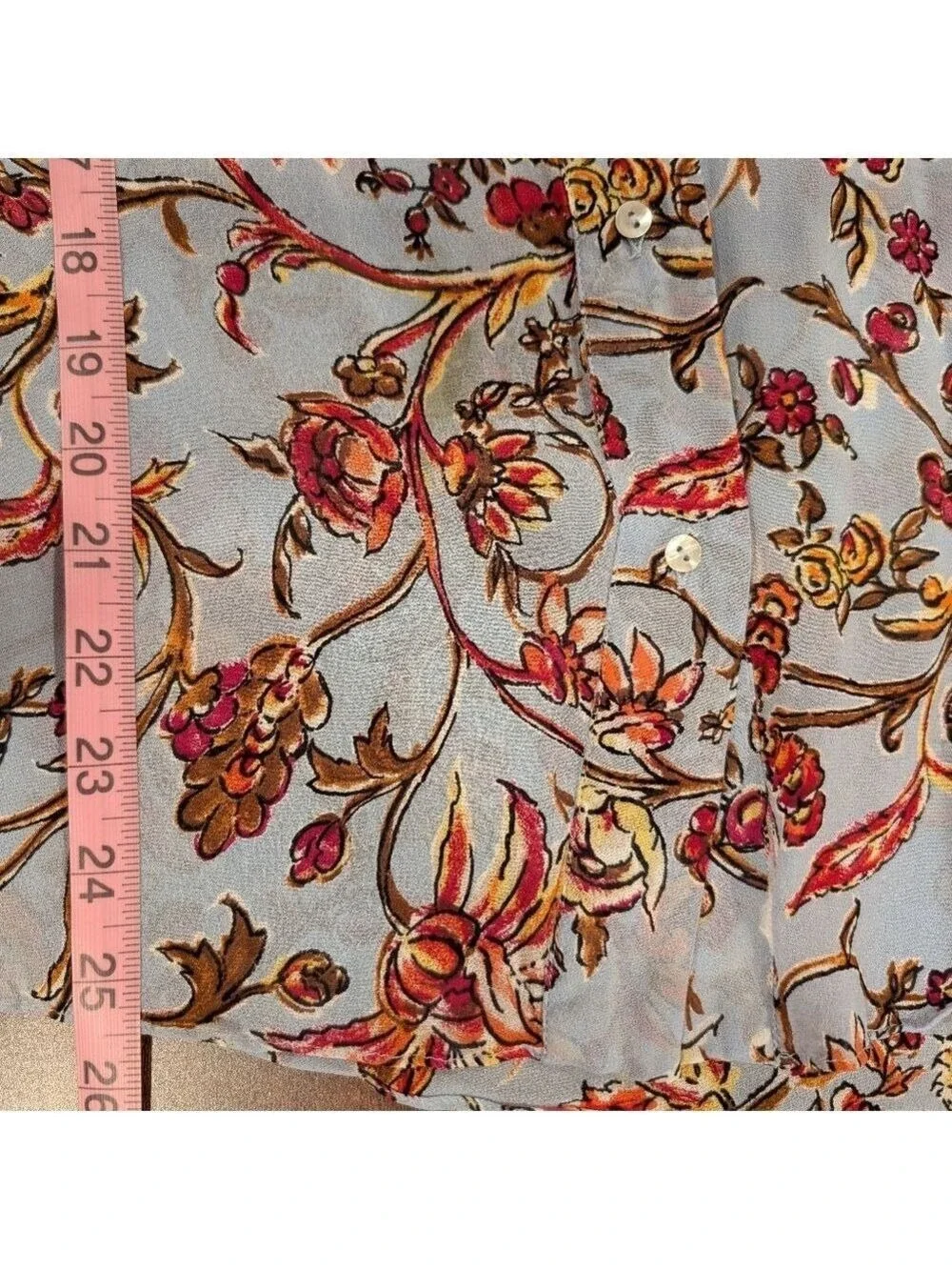 Zara Floral Blouse Kimono Sleeves Light Blue Medium - Picture 5 of 7